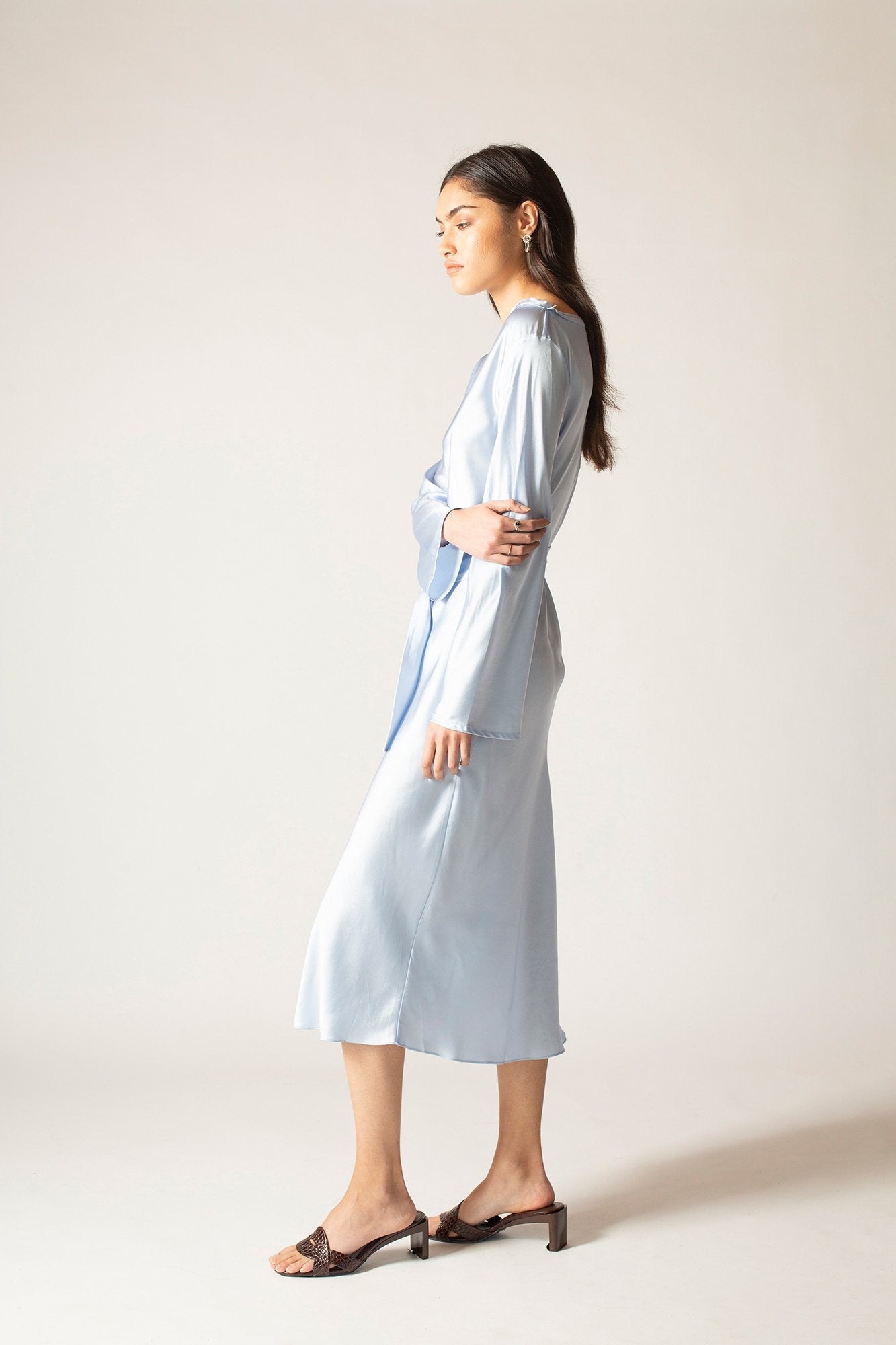 Ginia RTW,Sky Ella Silk Satin Dress,Dresses