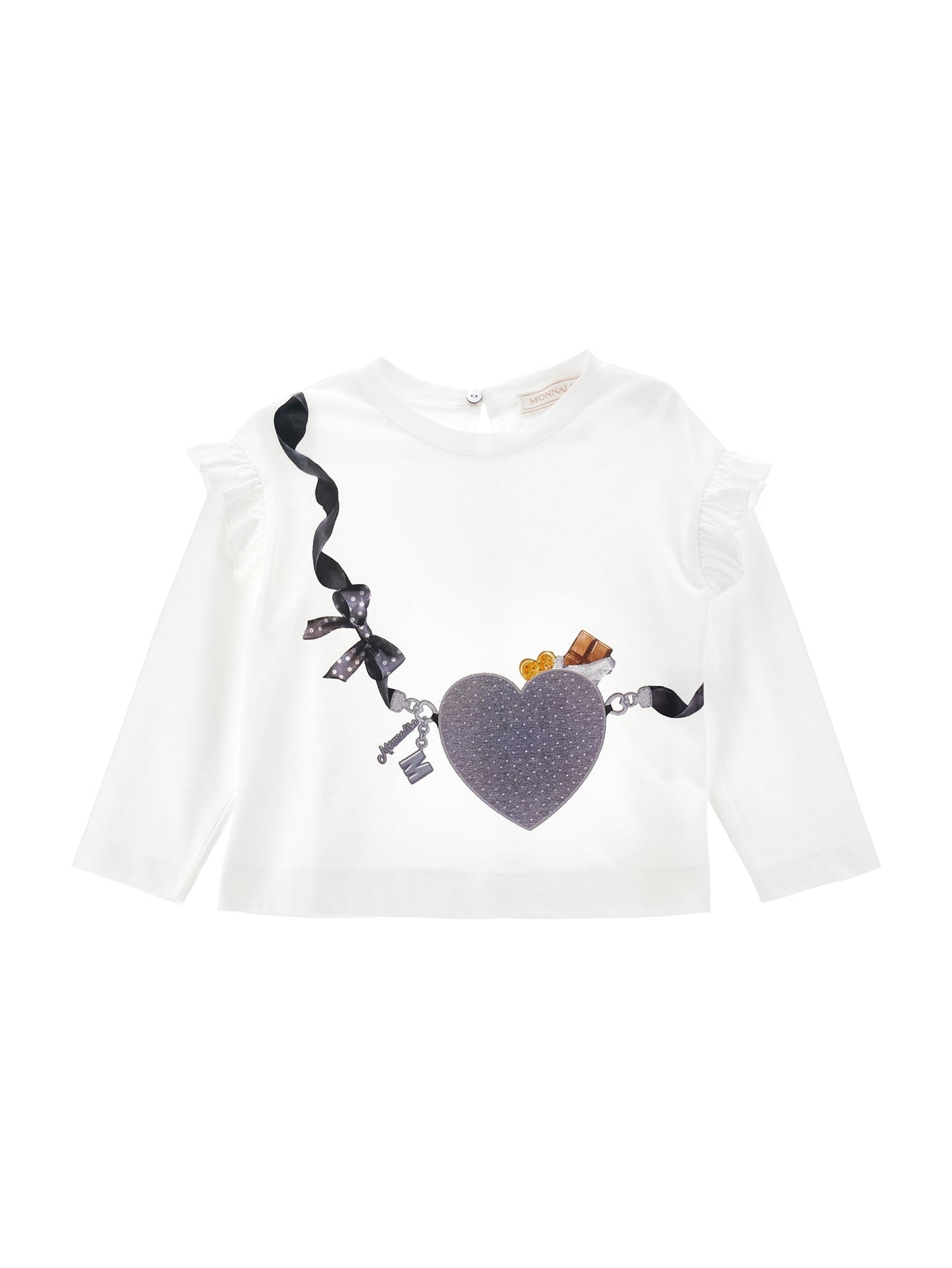 Girls | Cotton T-Shirt With Shoulder Strap Print | Cream