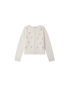 Girls | Embroidered Bead Cardigan | Milk White