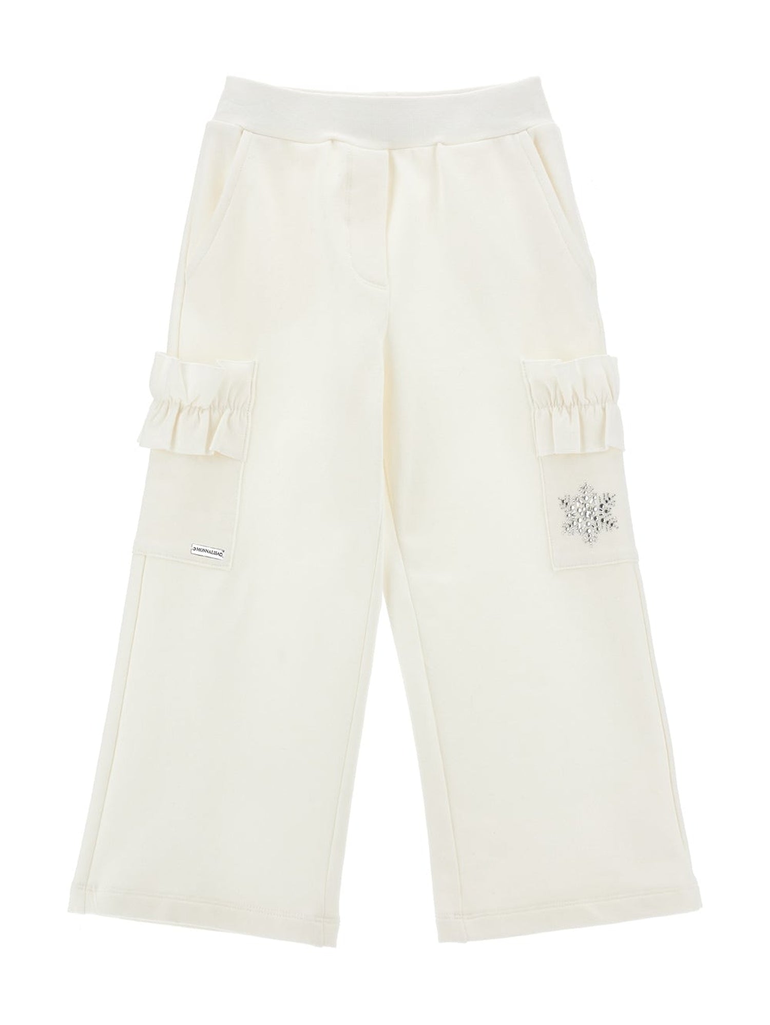Girls | Fleece Trousers With Ruffles | Cream