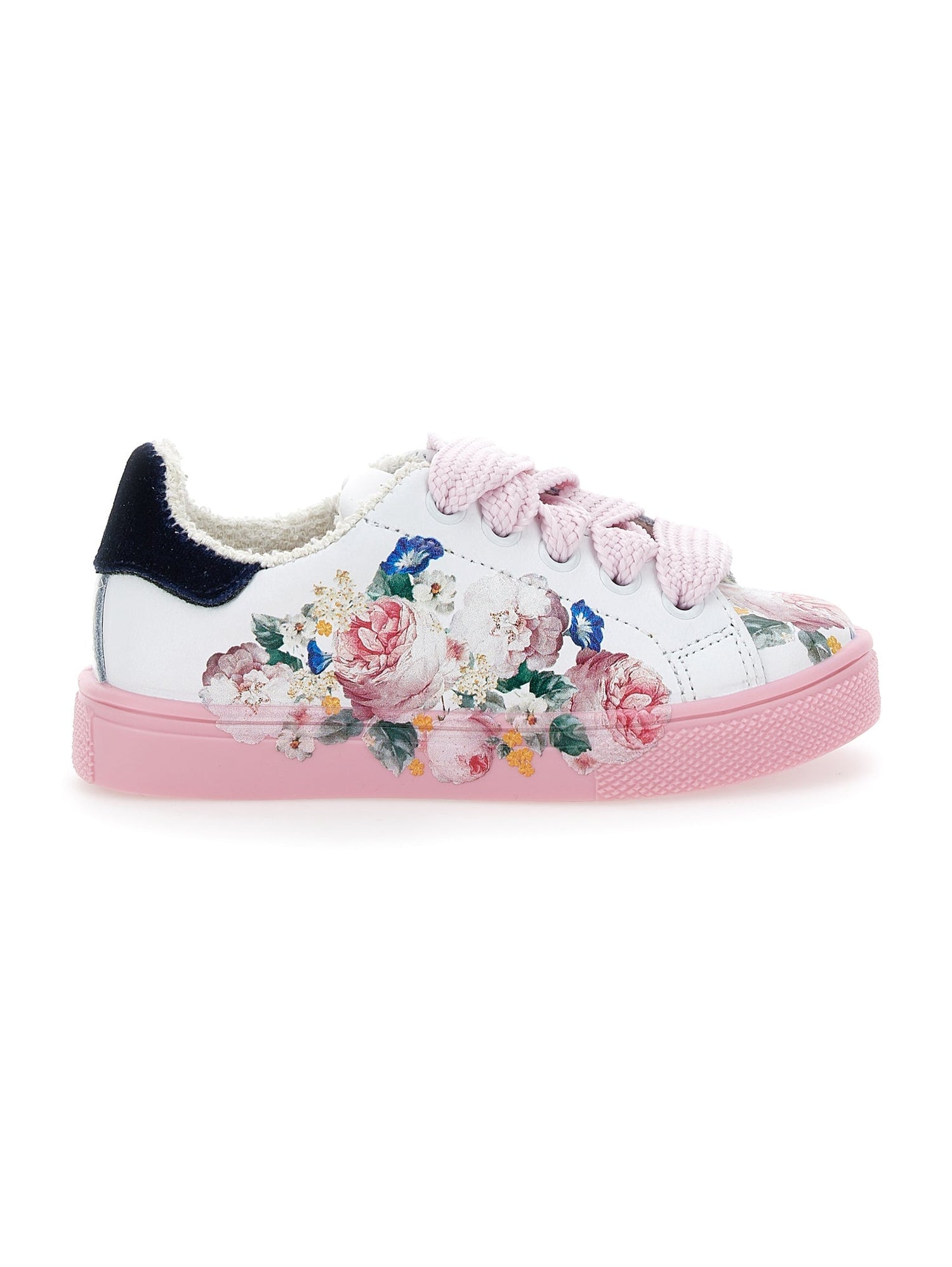 Girls | Flower Tennis Shoes | Cream/Multicolor