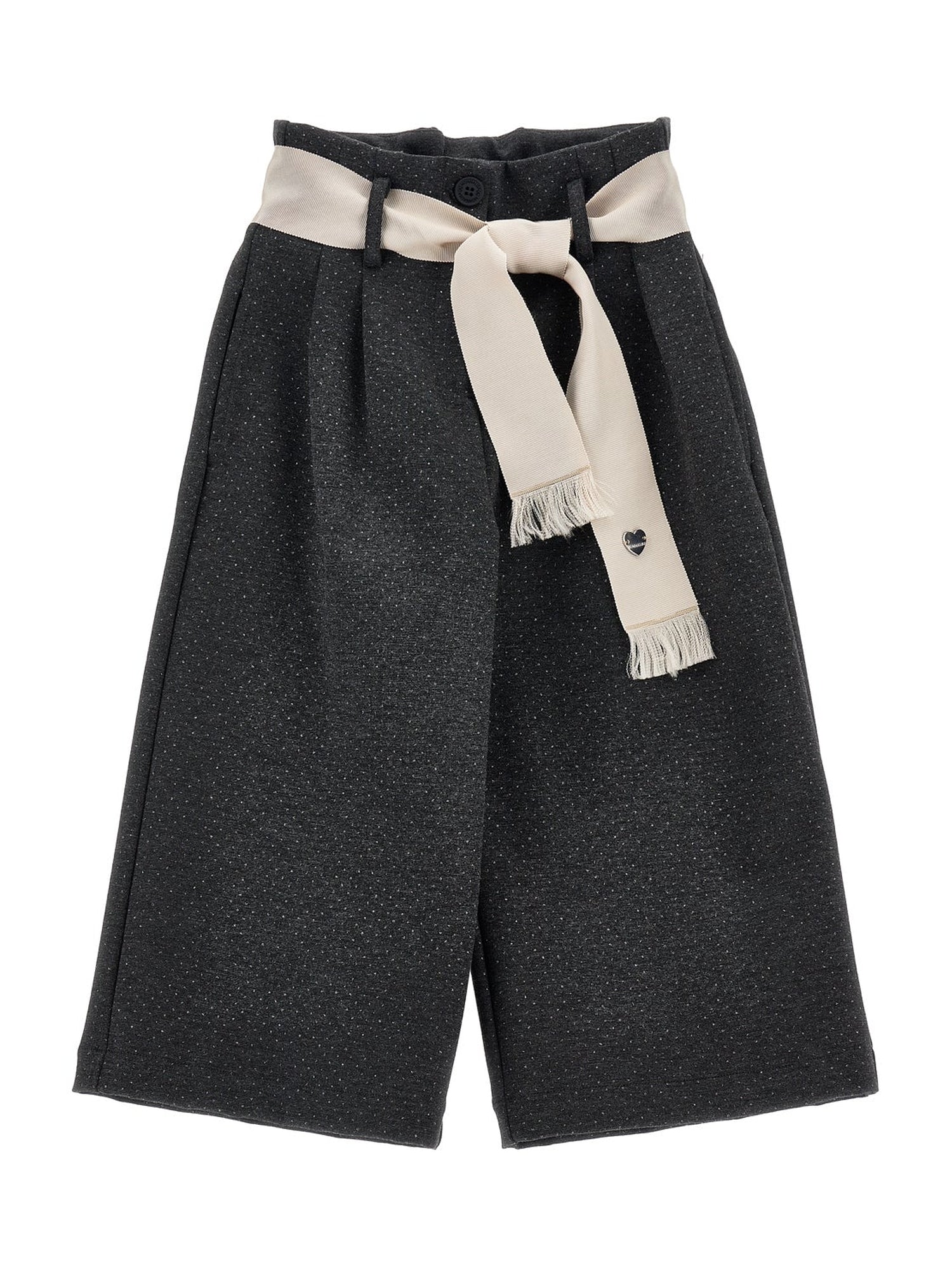 Girls | Glitter Polka Dot Cropped Trousers | Medium Grey/Silver