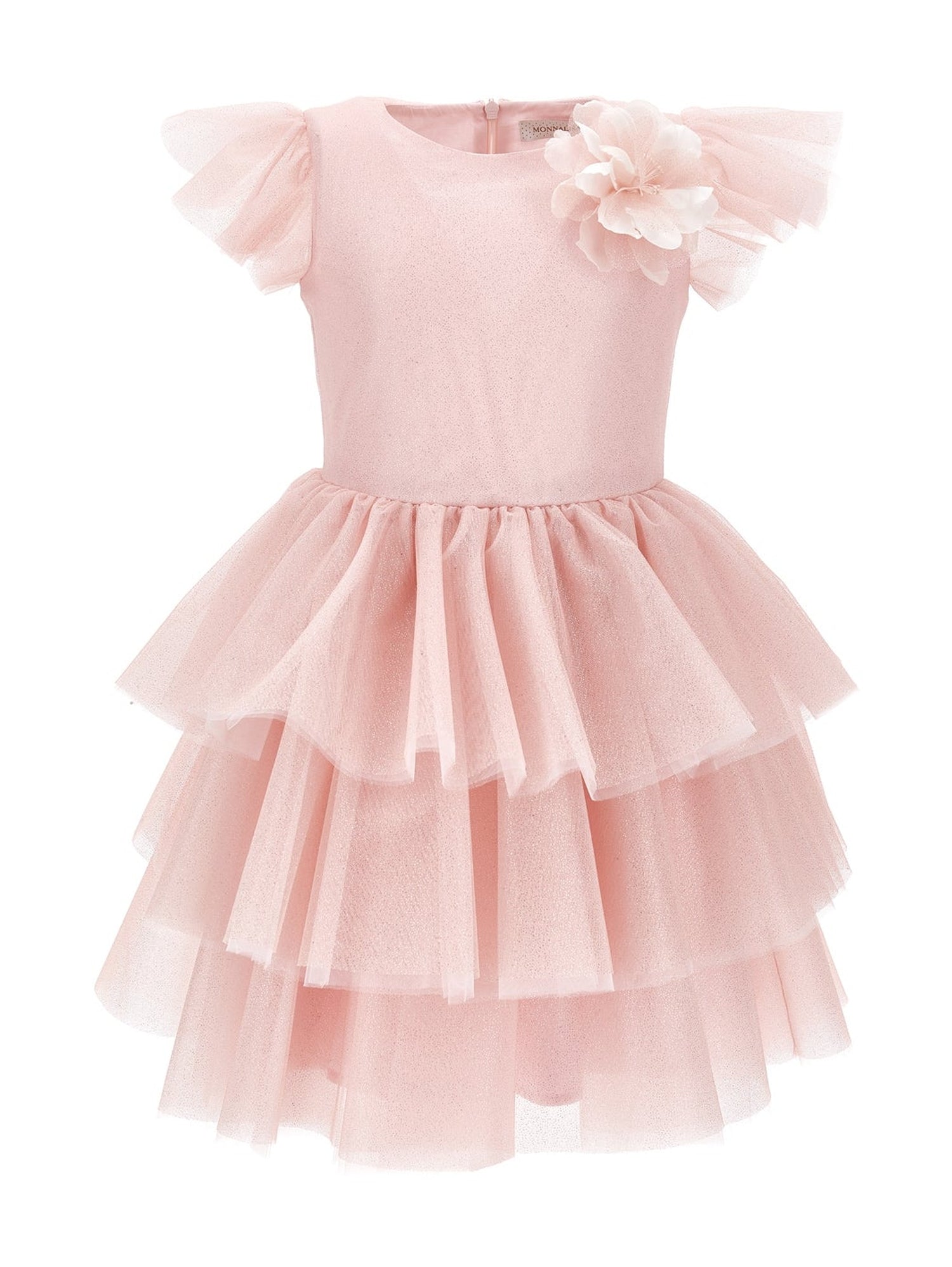 Girls | Glitter Tulle Dress | Antique Pink/Silver