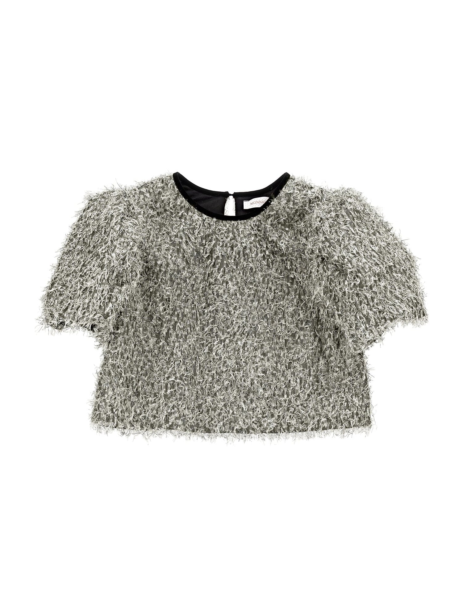 Girls | Lurex Fringed Top | Silver