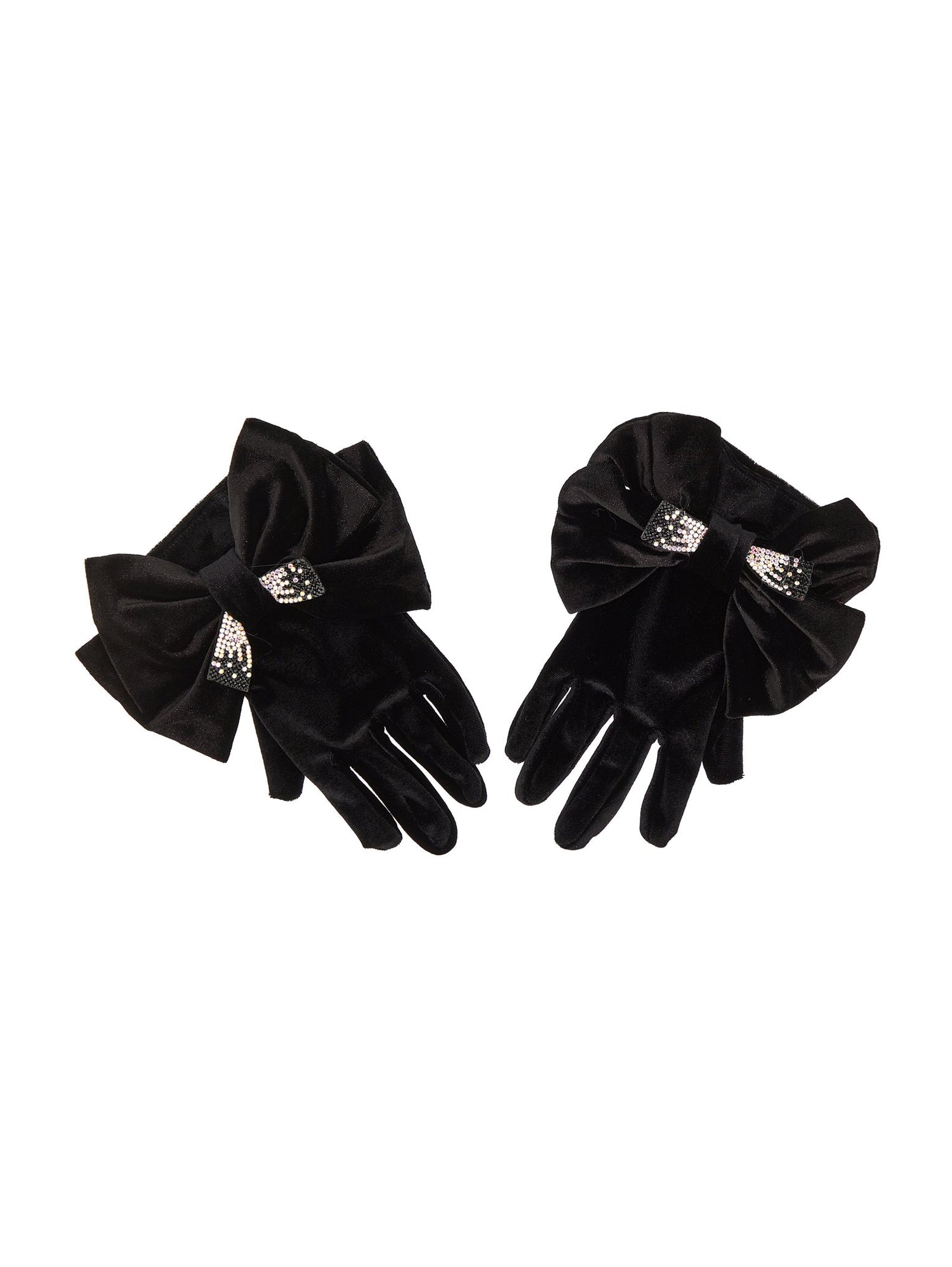 Girls | Maxi Bow Velvet Gloves | Black
