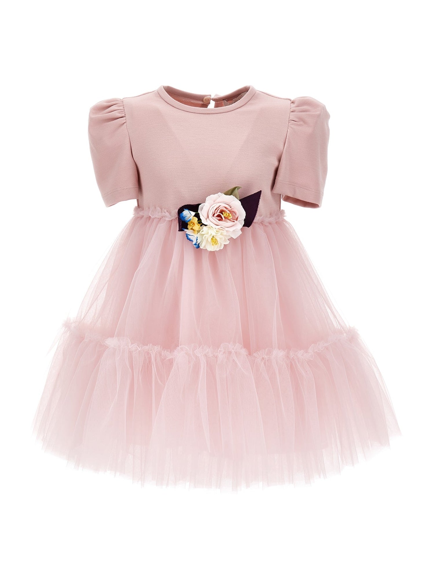 Girls | Milano Stitch Dress With Tulle Skirt | Light Onion