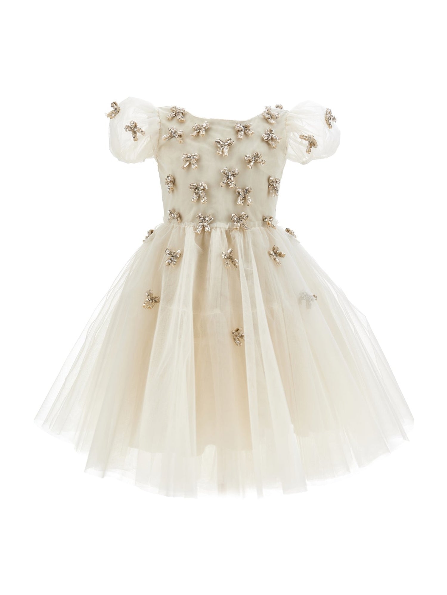 Girls | Minu Tulle Dress | Beige/Platinum