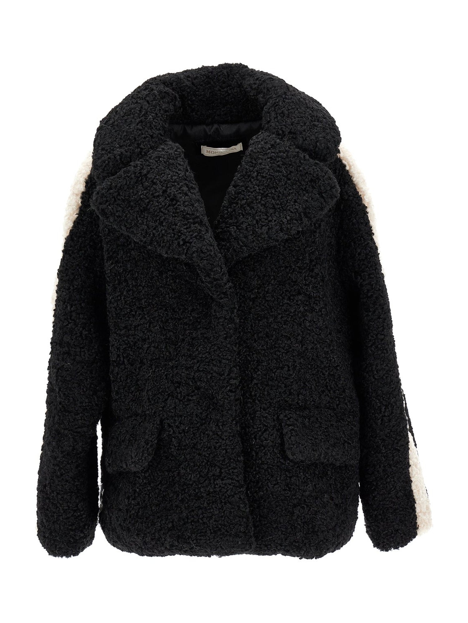 Girls | Plush Coat | Black/Cream