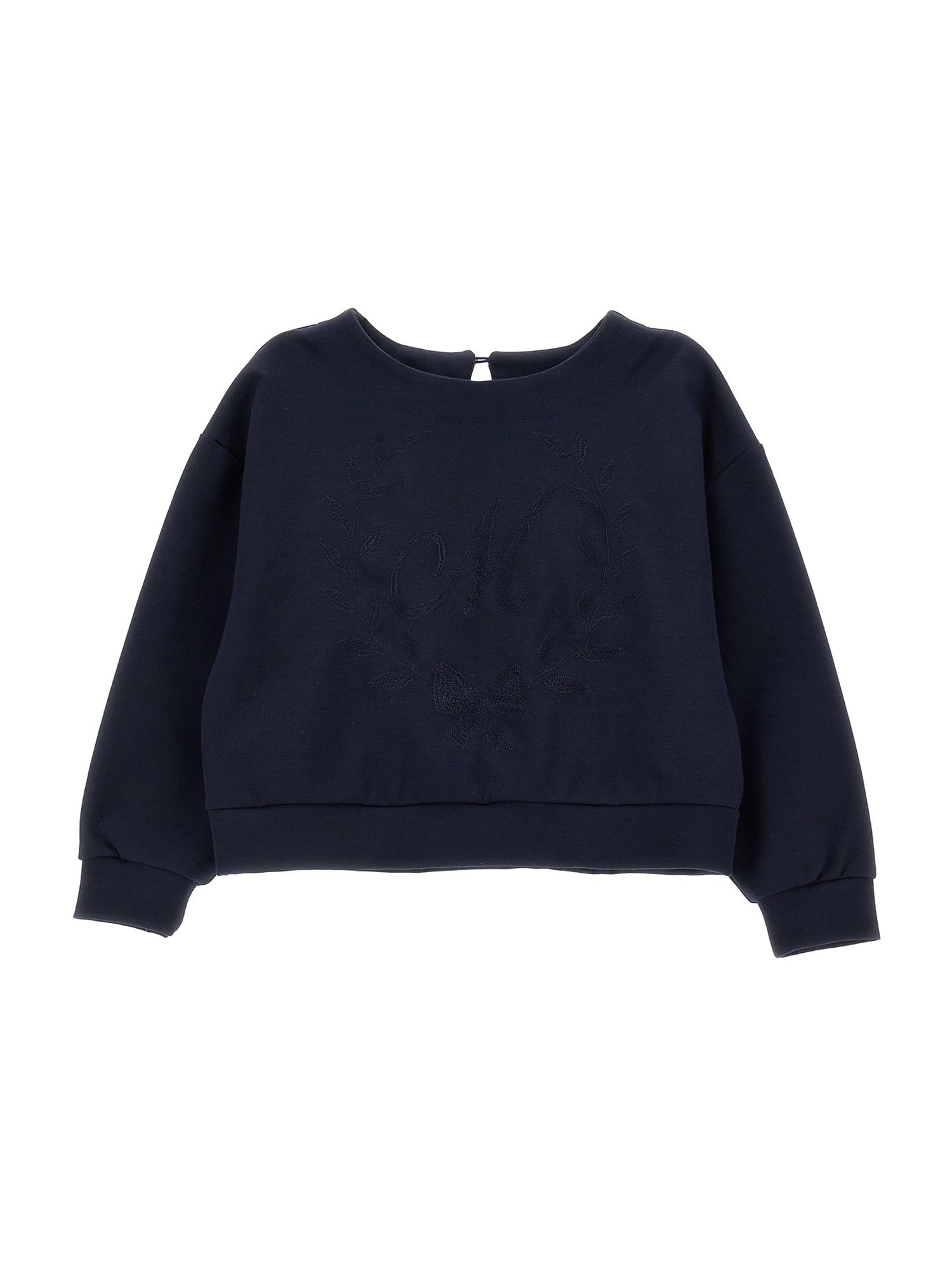 Girls | Round-Neck Sweatshirt With Embroidered Emblem | Dark Blue
