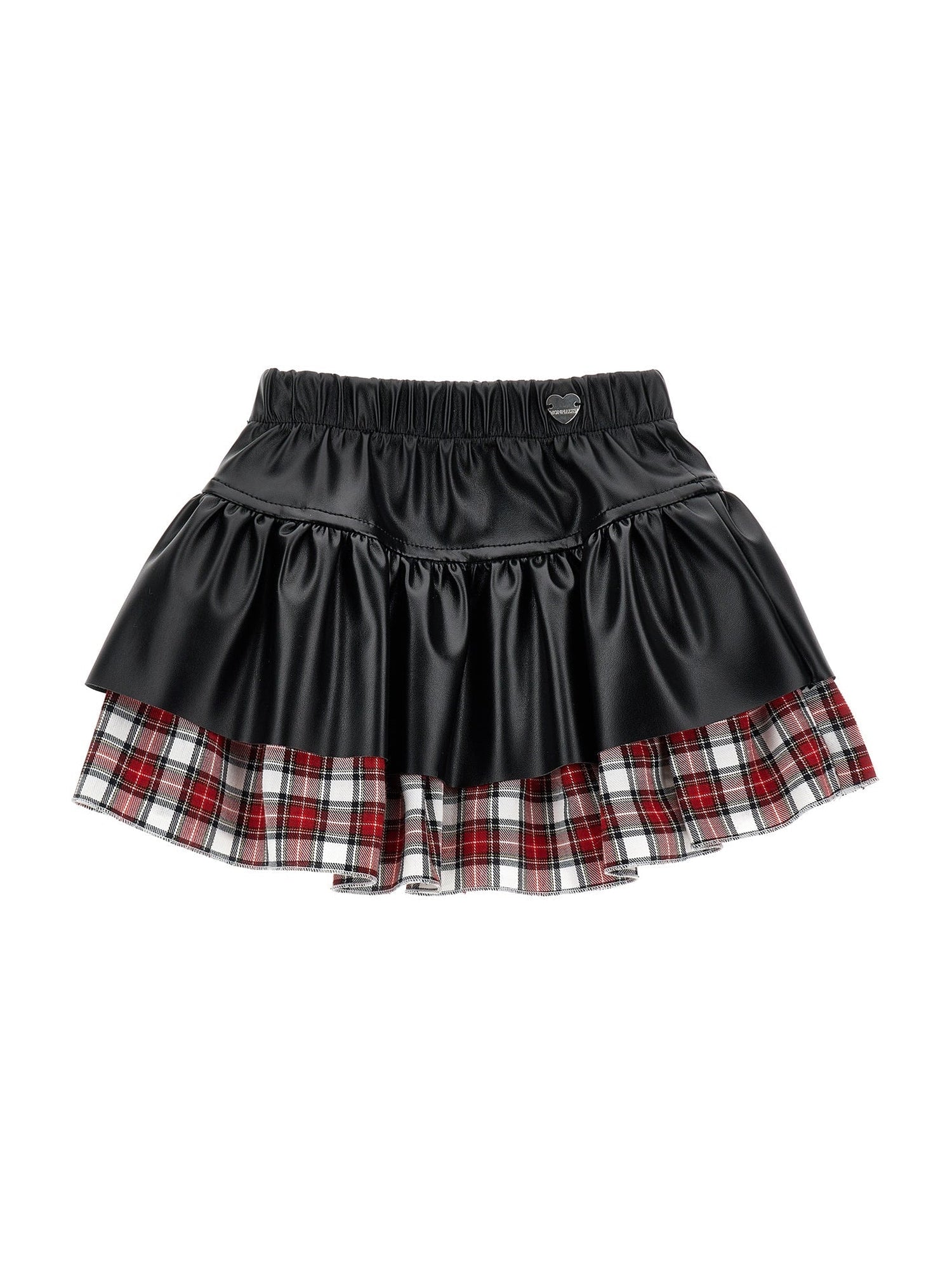 Girls | Tartan Coated Fabric Skirt | Black