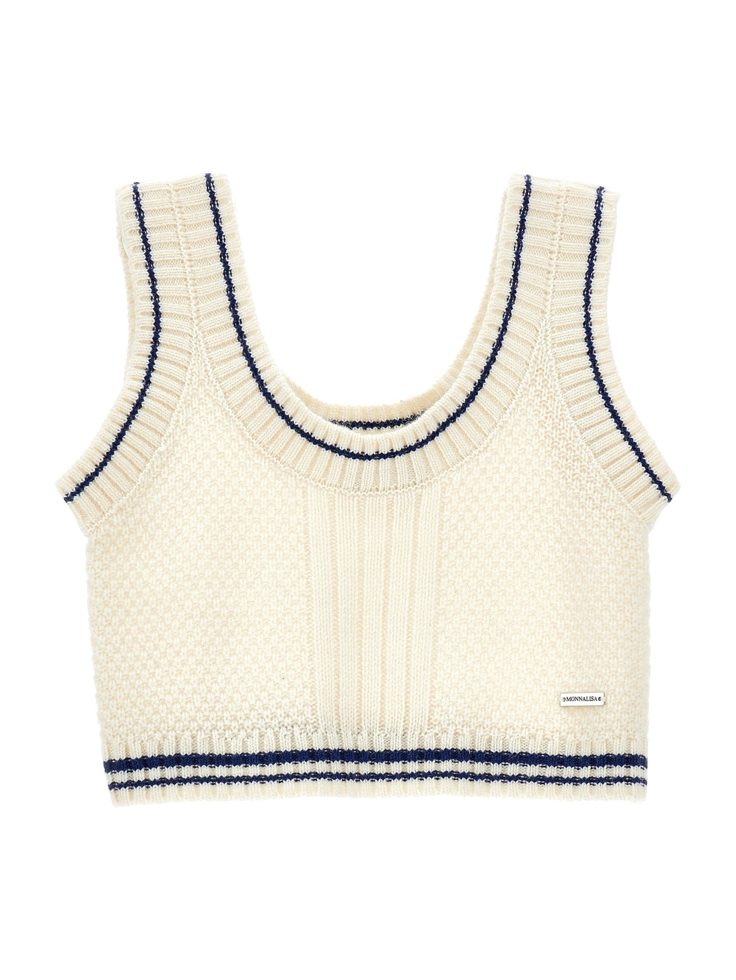 Girls | Two-Tone Knitted Vest | Cream/Blue
