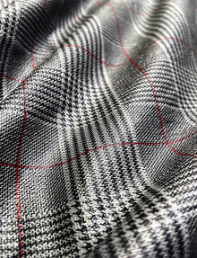 Faux Leather Print Cropped Flare::Glen Plaid::Detail