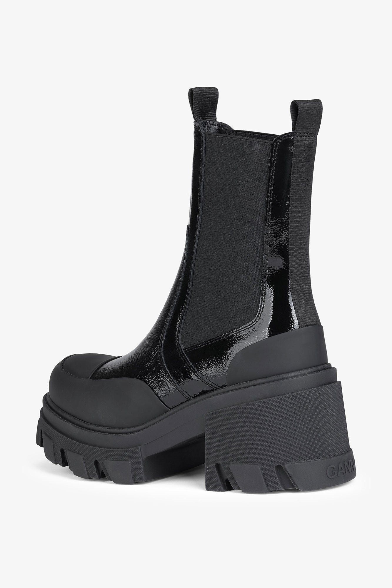 Glossy Cleated Chelsea Boots | Black (V1)