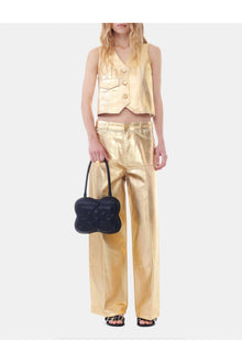 Gold Foil Denim Vest | Egret