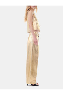Gold Foil Denim Vest | Egret