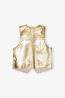 Gold Foil Denim Vest | Egret