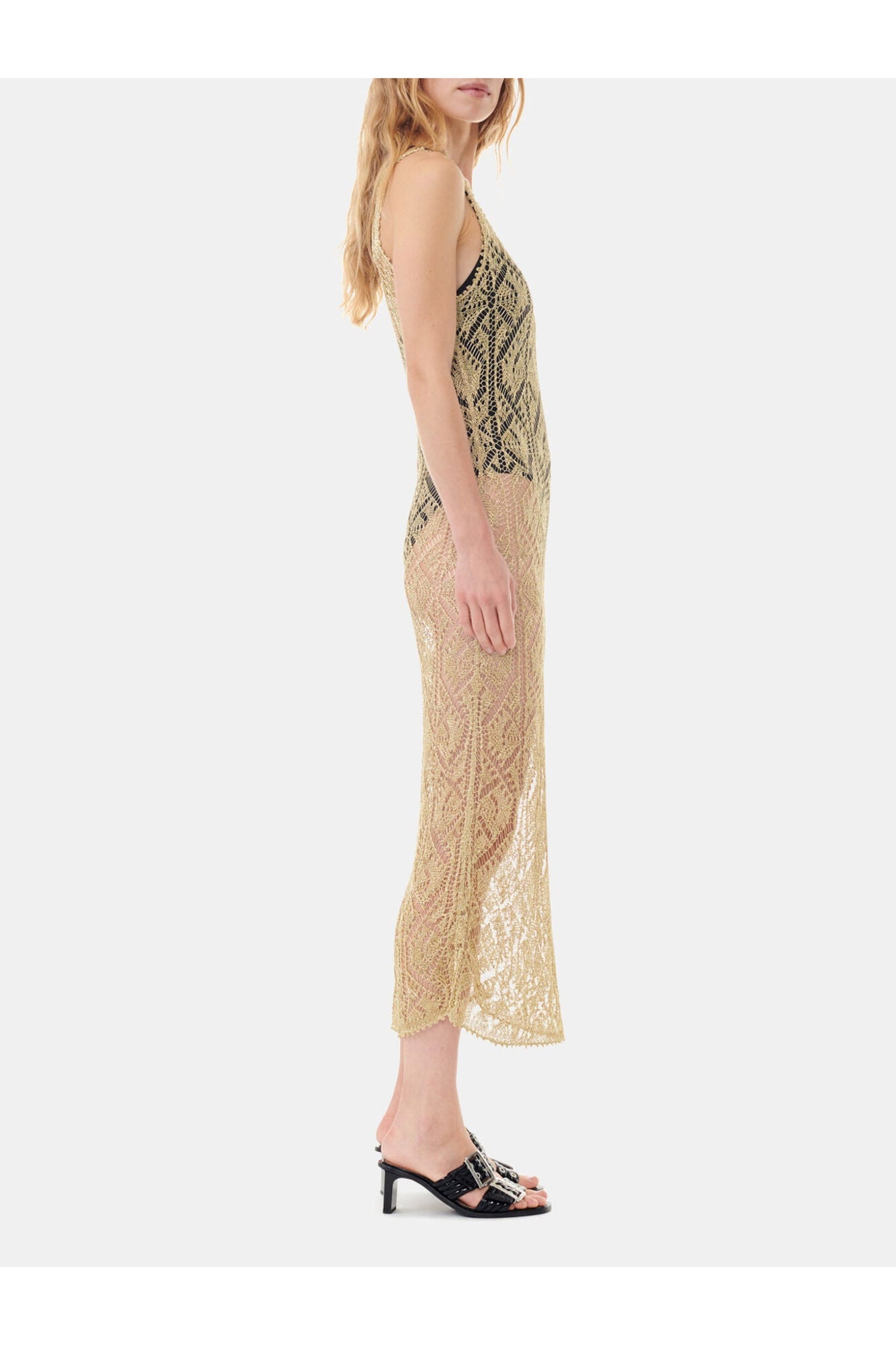 Gold Metallic Strap Dress | Golden