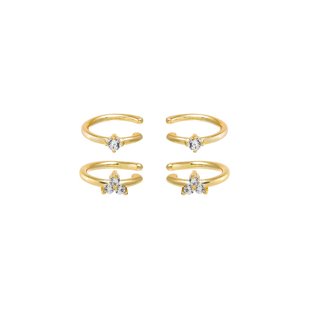 CZ Multi Shape Ear Cuff Combo Set | Gold