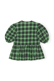 Green Seersucker Check Wrap Blouse | Peapod