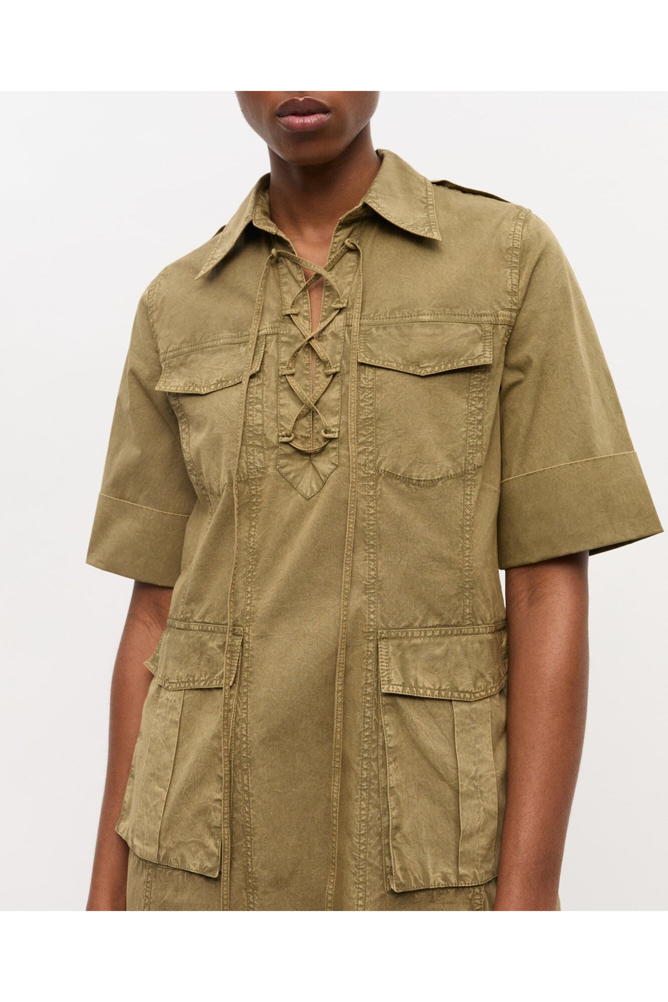 Green Washed Cotton Dress | Boa