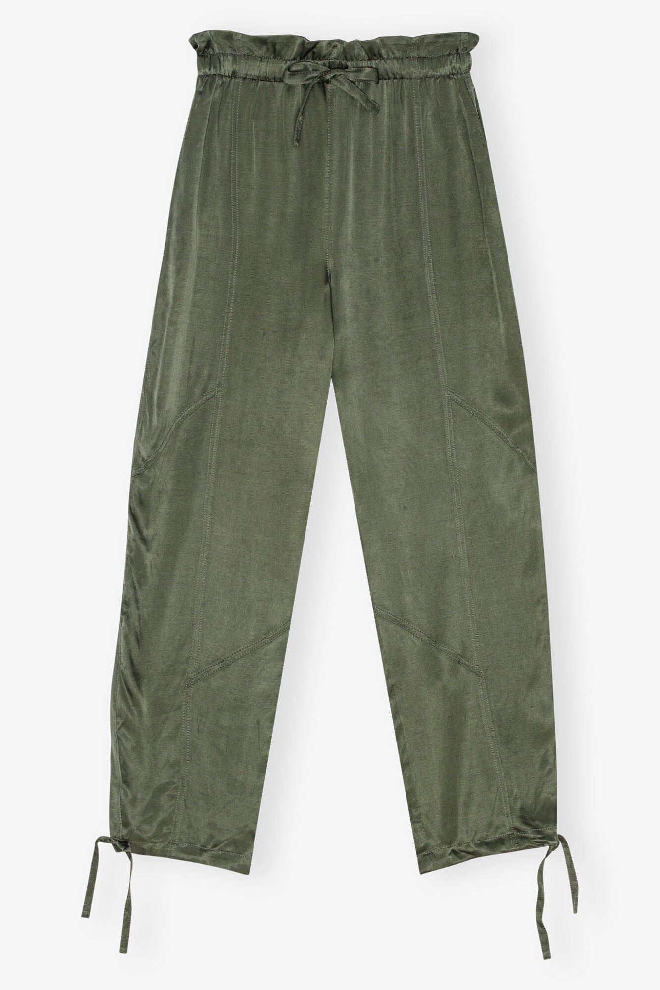 Green Washed Satin Trousers | Climbing Ivy