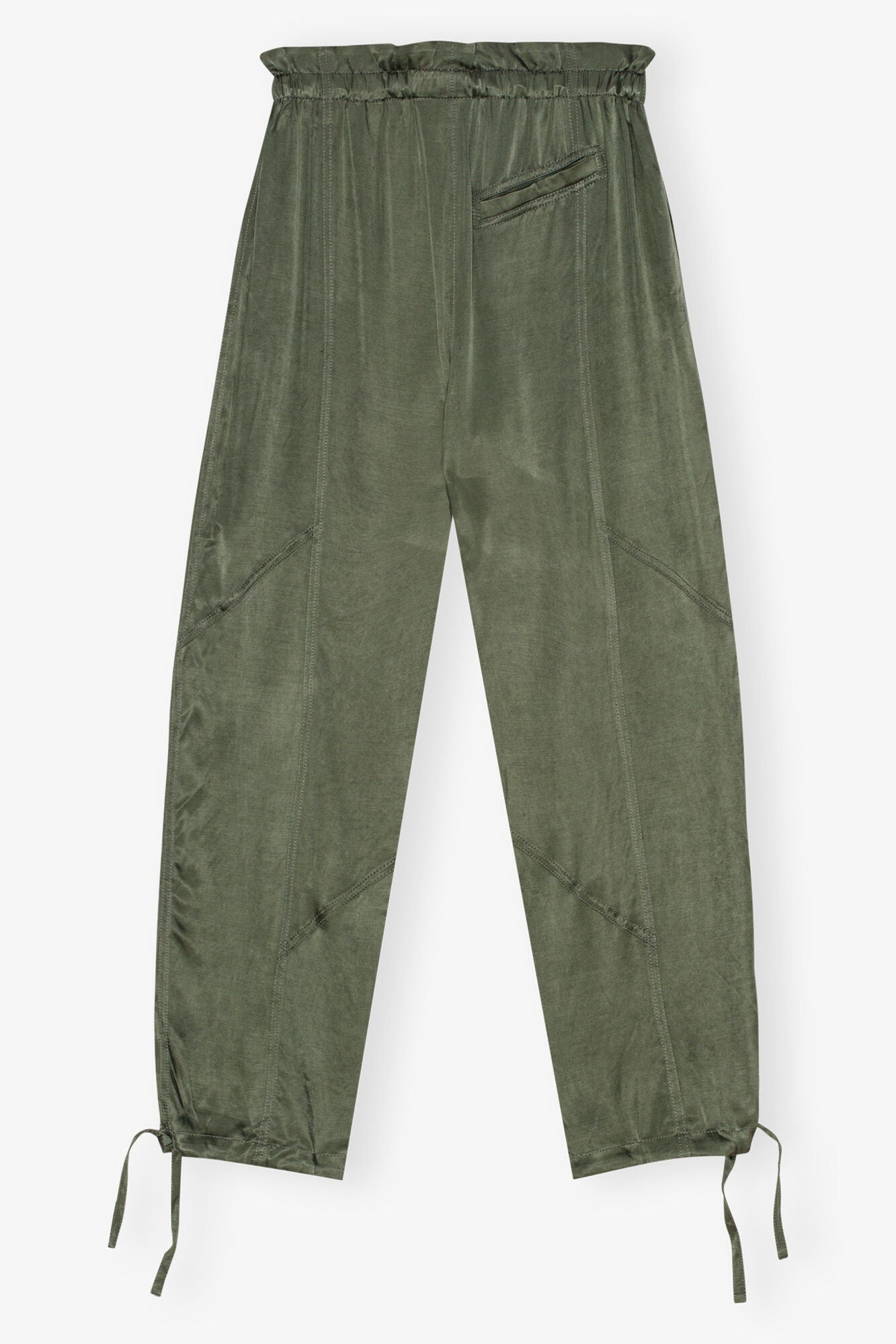 Green Washed Satin Trousers | Climbing Ivy