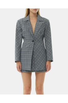 Grey Checkered Fitted Blazer | Frost Gray