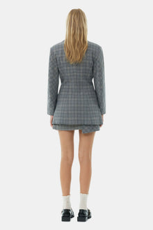 Grey Checkered Fitted Blazer | Frost Gray