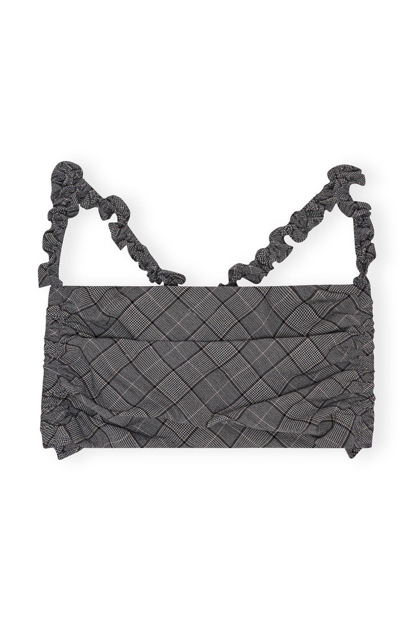 Grey Checkered Mix Ruched Top | Frost Gray