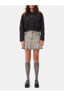 Grey Future Denim Pleated Mini Skirt | Gray Quill