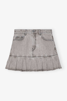 Grey Future Denim Pleated Mini Skirt | Gray Quill