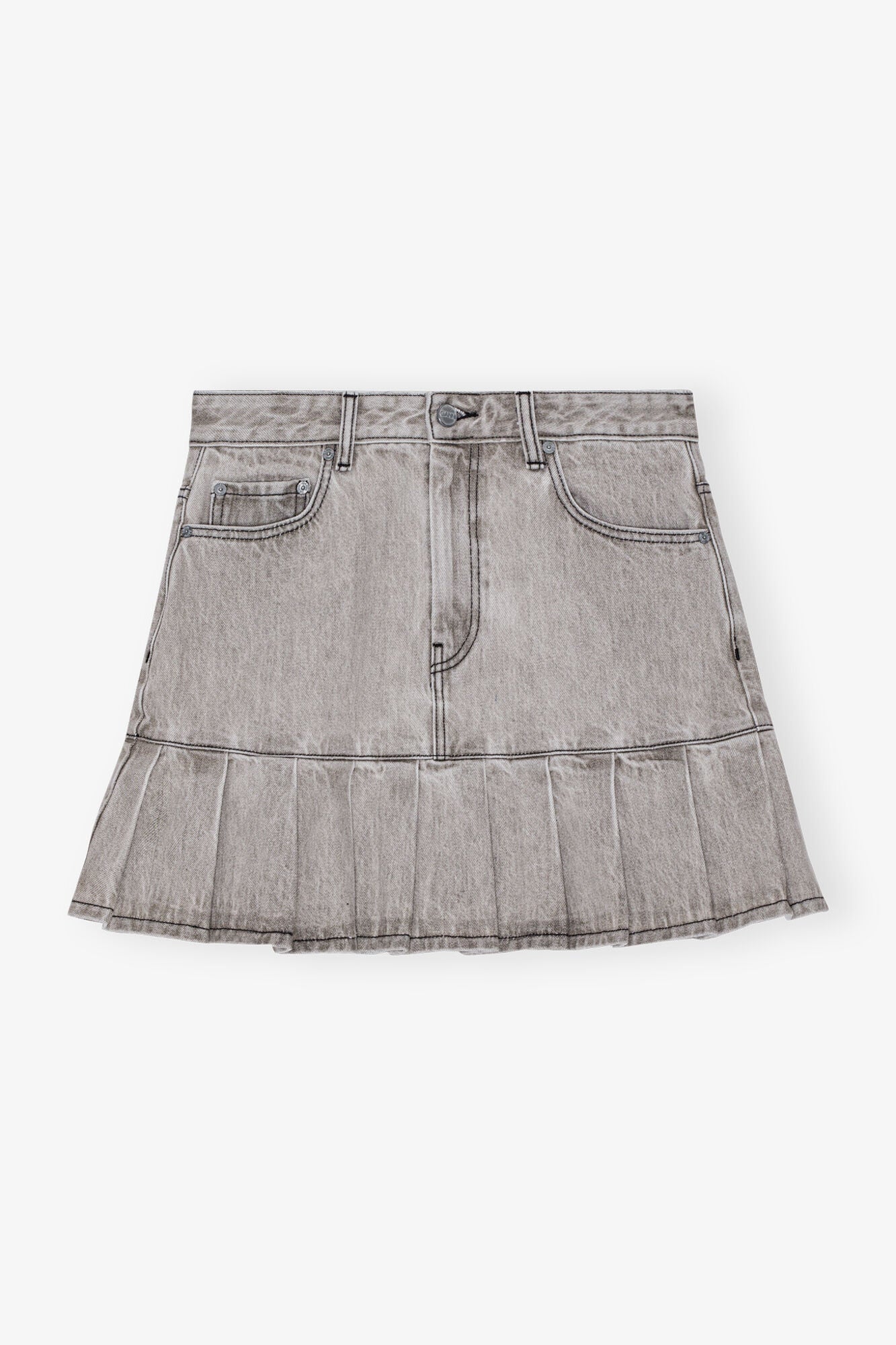 Grey Future Denim Pleated Mini Skirt | Gray Quill