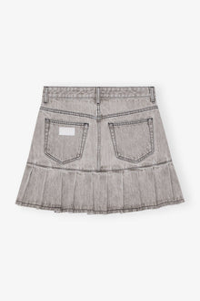 Grey Future Denim Pleated Mini Skirt | Gray Quill
