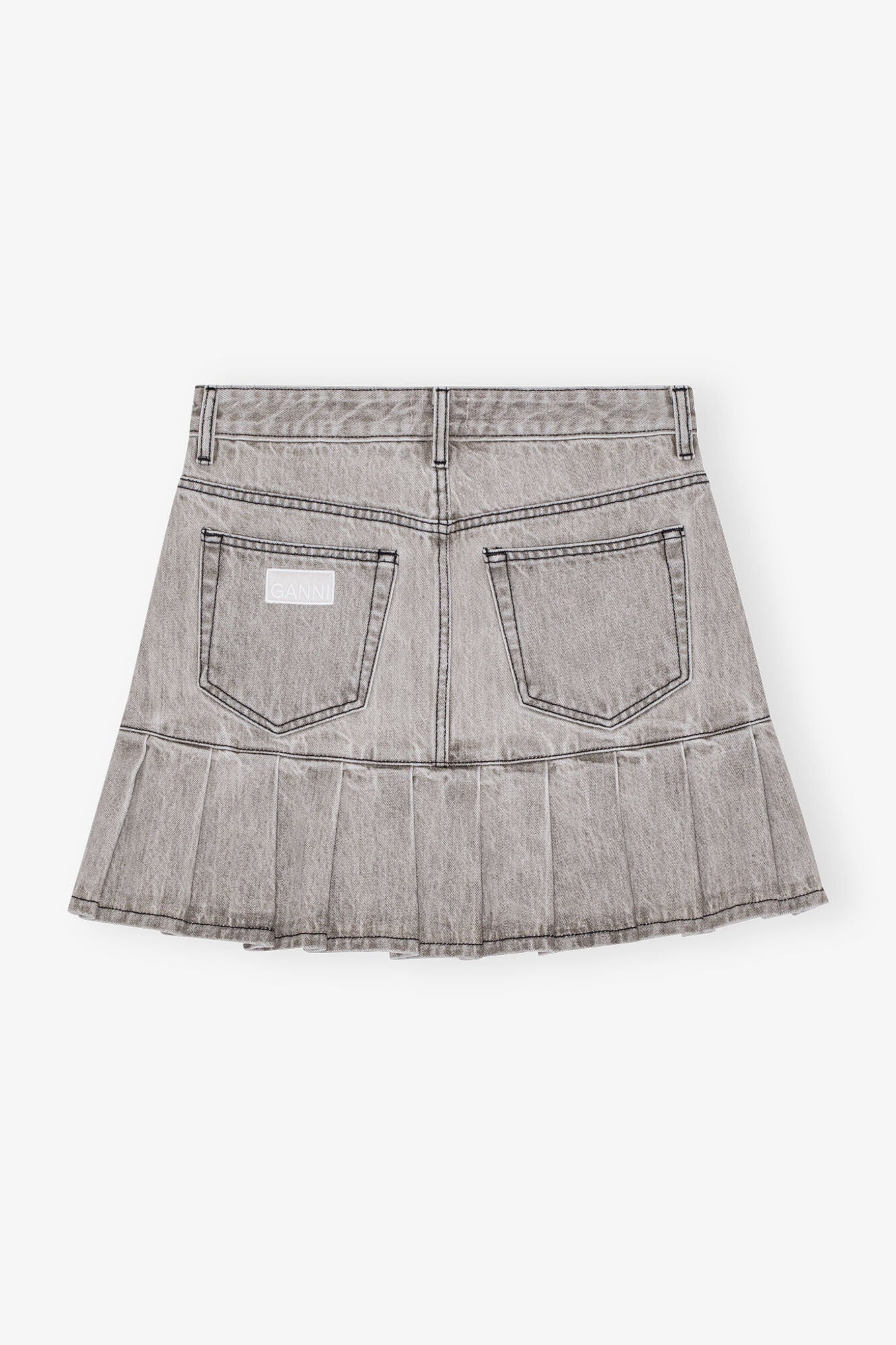 Grey Future Denim Pleated Mini Skirt | Gray Quill
