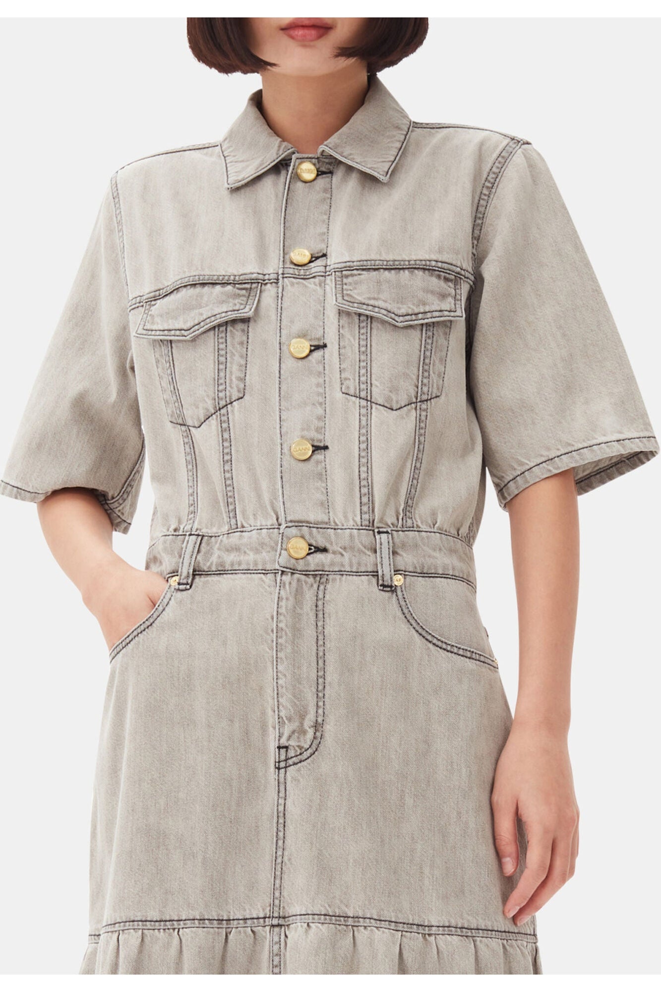 Grey Future Long Denim Dress | Gray Quill