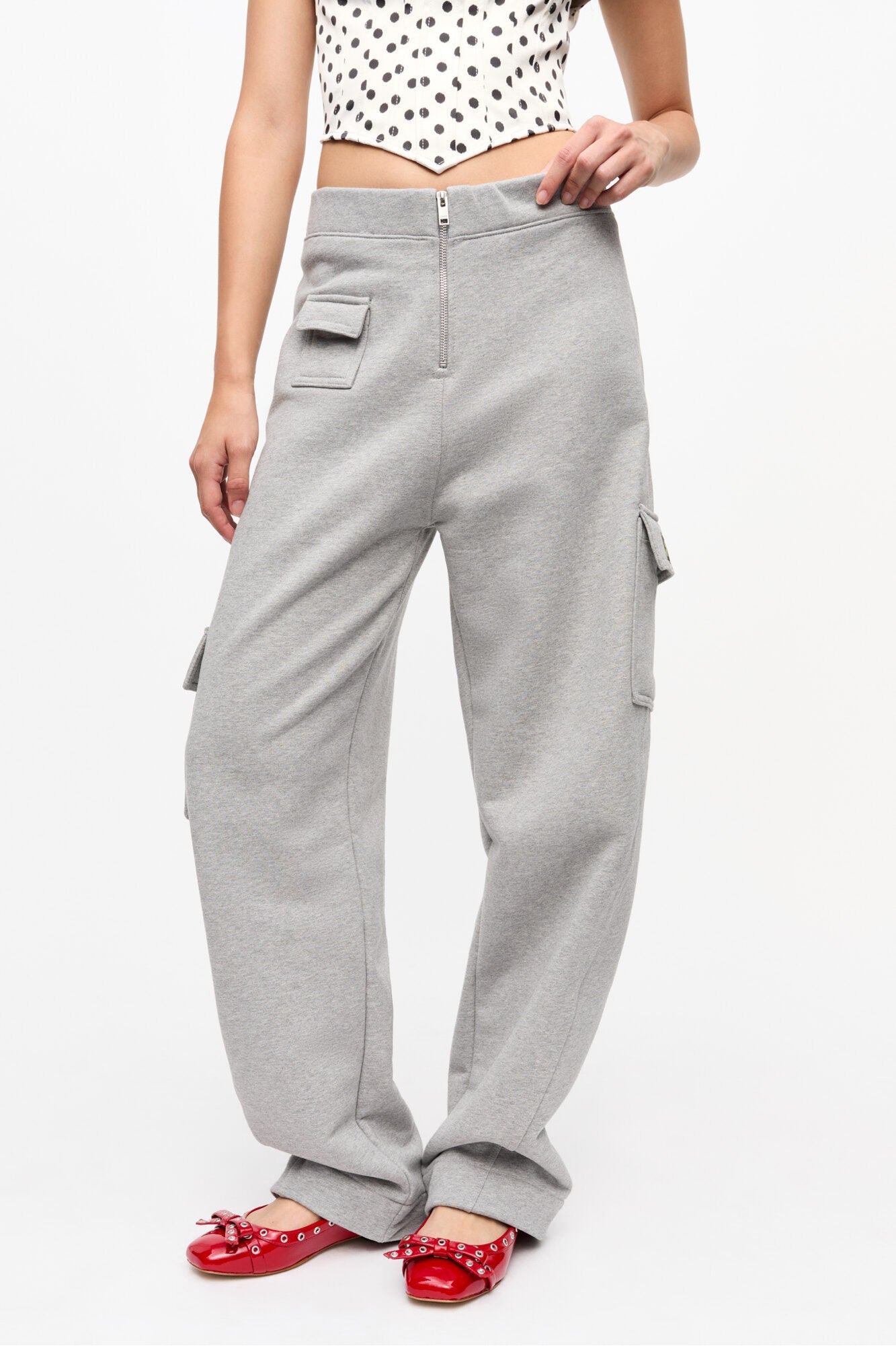Grey Heavy Terry Curved Trousers | Paloma Melange