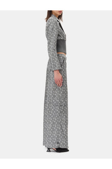 Grey Jacquard Cropped Blazer | Smoked Pearl