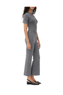 Grey Melange Rib Cropped Trousers | Black