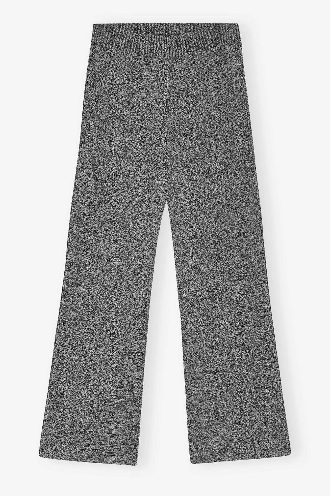 Grey Melange Rib Cropped Trousers | Black