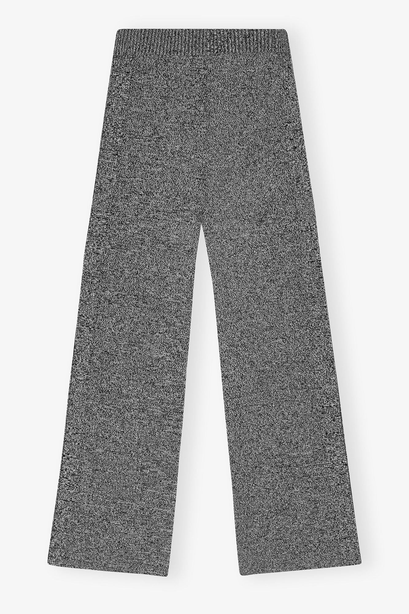 Grey Melange Rib Cropped Trousers | Black