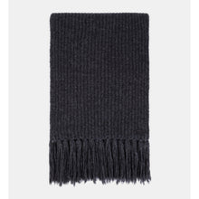 Grey Ribbed Wool-Blend Scarf | Women | Anthracite Melange