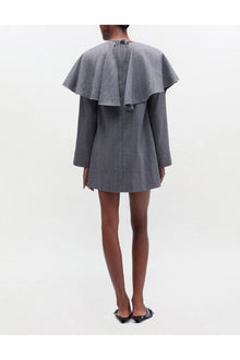 Grey Stripe Circle Collar Dress | Pewter