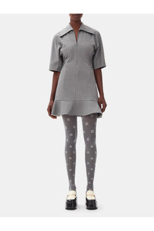 Grey Striped Suiting Mini Dress | Mirage Gray