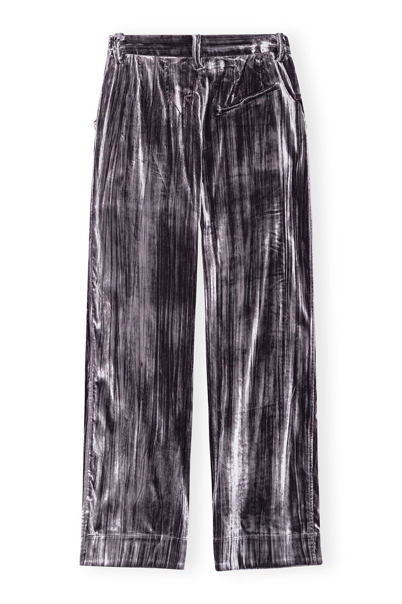 Grey Striped Velvet Relaxed Pleated Trousers | Phantom