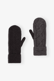 Grey and Black Cashmere Mix Mittens | Phantom