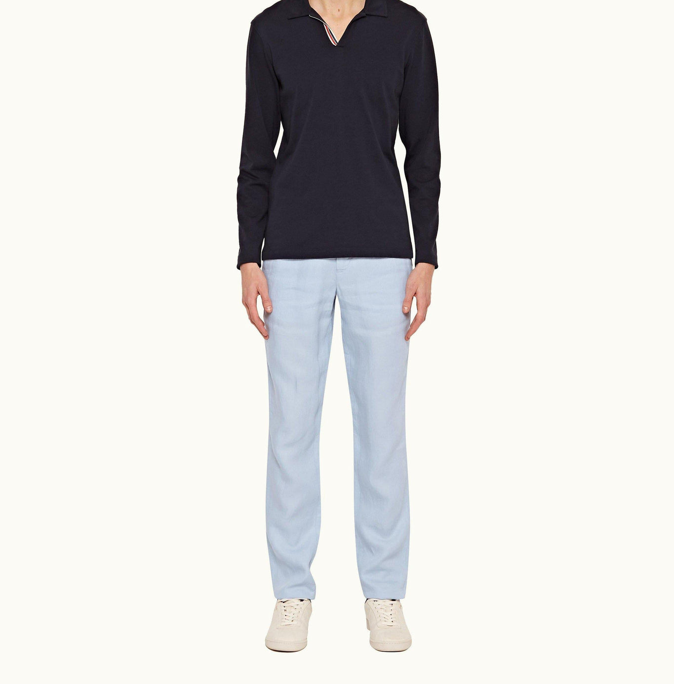 Griffon Linen Tailored Fit Linen Trousers | Light Blue