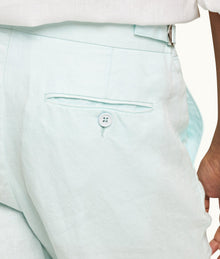 Griffon Linen Tailored Fit Washed Linen Trousers | Clear Sky