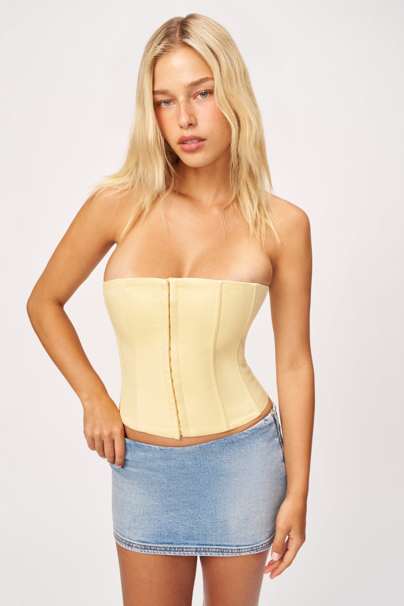 Womens | Satin Corset | Buttercream