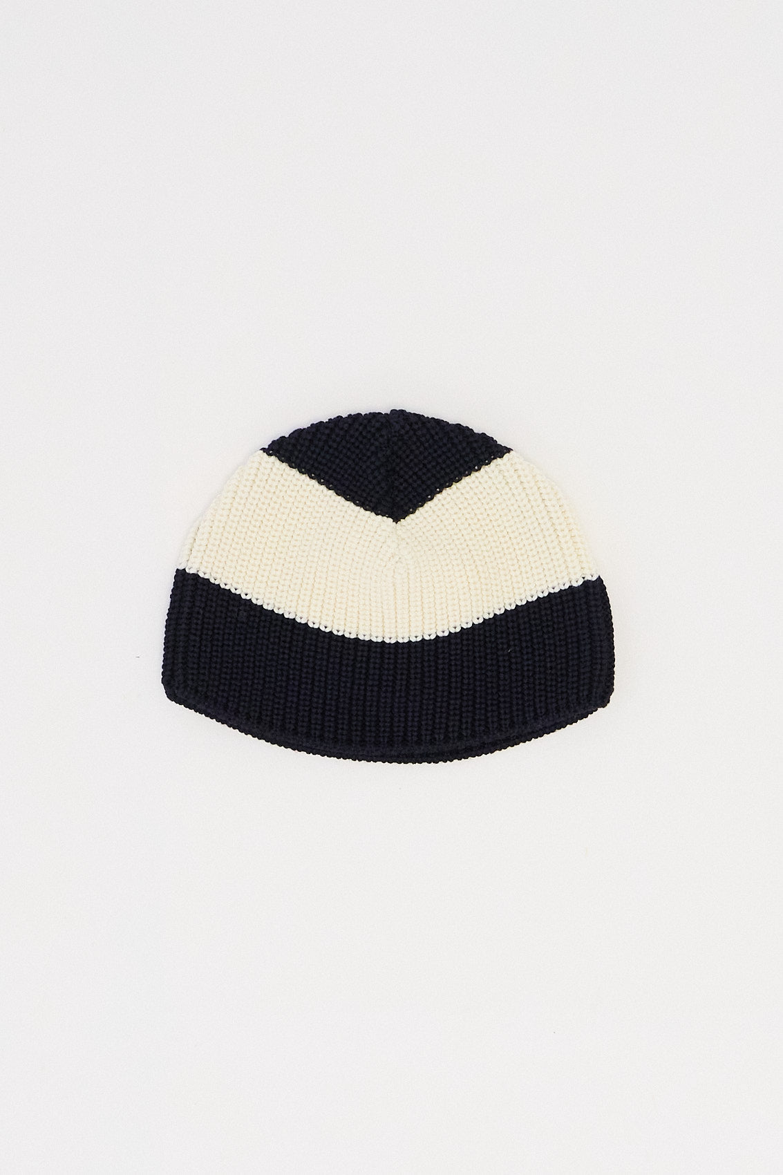 Knit Beanie | Unisex | Dark Blue x Cream