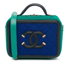 Chanel | Pre-Owned Small Jersey CC Filigree Vanity Case | BlueGreen